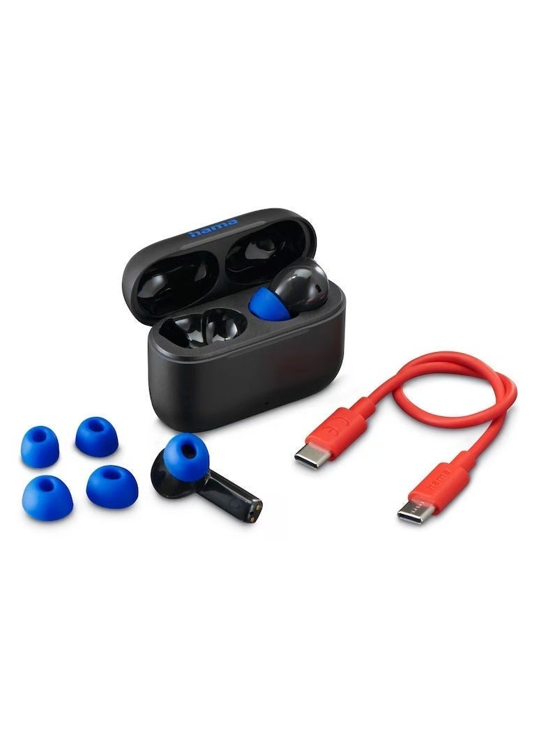 Hama Wireless Earbuds, Wireless Bluetooth Earphone with Active and Environmental Noise Cancellation, Touch Control, True wireless Earbuds with In-Ear Headphones Calling, Microphone, Voice Control, 20 Hours Playtime - Black - Image 3